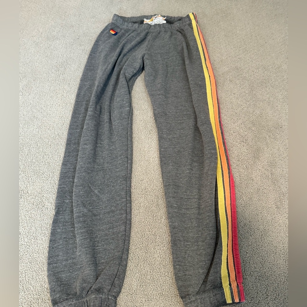 Aviator Nation Grey 5- stripe Sweatpants | Rips on tag not visible on outside